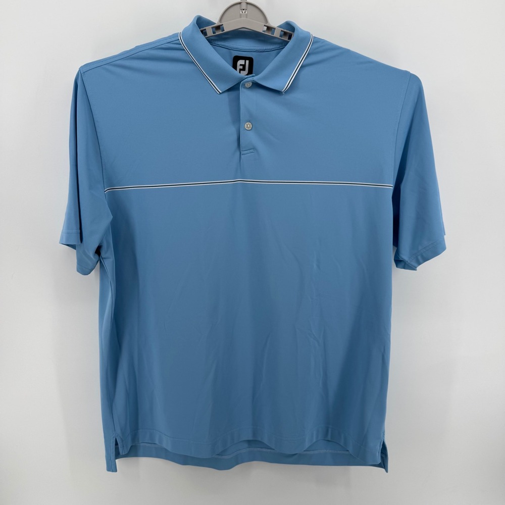 FootJoy ProDry Mens 2XL Blue Chest Stripe Performance Golf Polo Shirt 29578